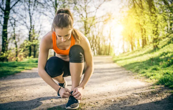 Woman, running shoes, sportswear, outdoor activity