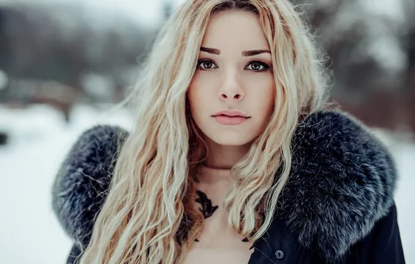 Взгляд, девушка, портрет, блондинка