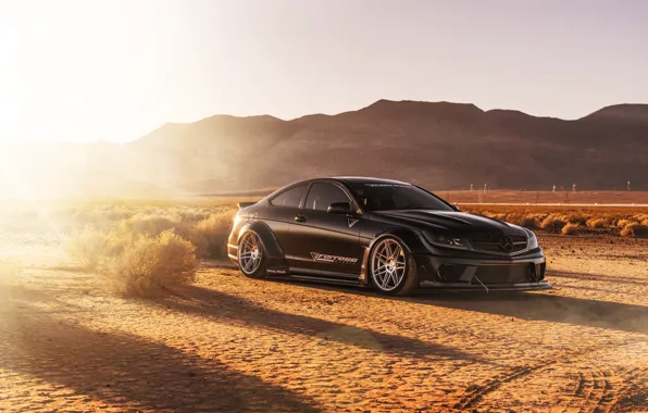 Дизайн, стиль, фон, пустыня, Mercedes, автомобиль, лучи света