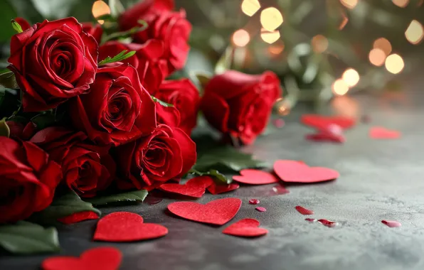 Картинка любовь, цветы, подарок, романтика, сердце, розы, букет, love