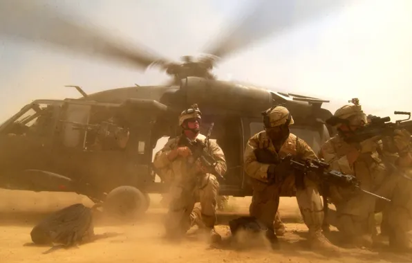And, helicopter, Blackhawk, US troops