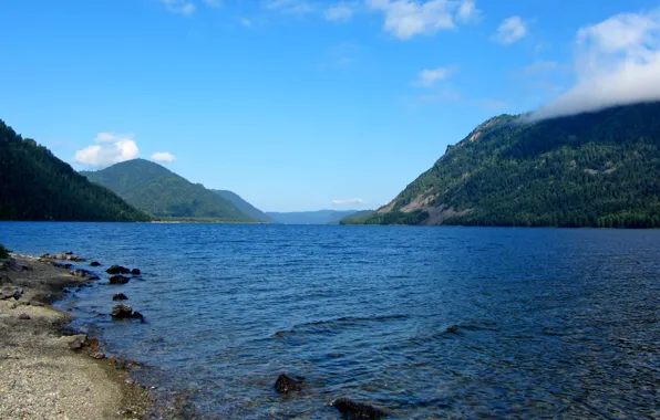 Небо, вода, Озеро, Алтай, телецкое озеро