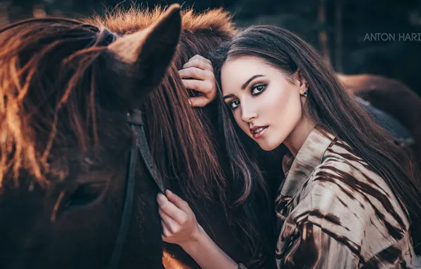 Картинка взгляд, девушка, лицо, конь, лошадь, Мария, Антон Харисов