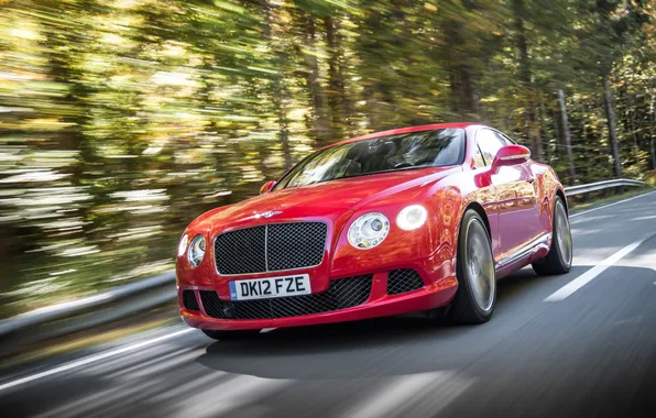 Картинка Красный, Bentley, Continental, Машина, Решетка, Капот, Автомобиль