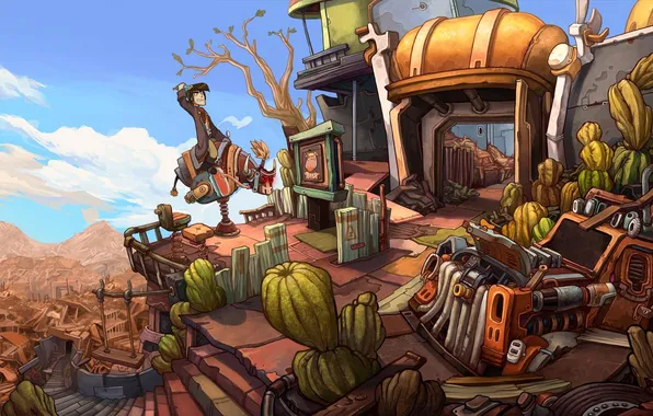 Дом, игра, техника, deponia, пареь