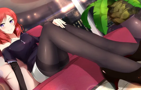 Маки, туфли, чулочки, pantyhose, тян, love live, вайфу