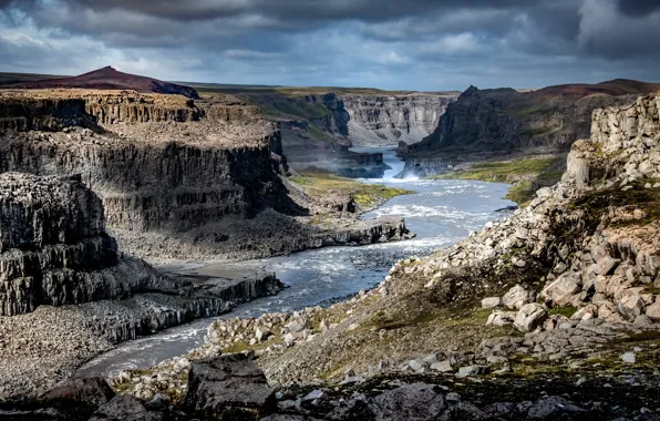 Река, каньон, Исландия, Jökulsárgljúfur canyon