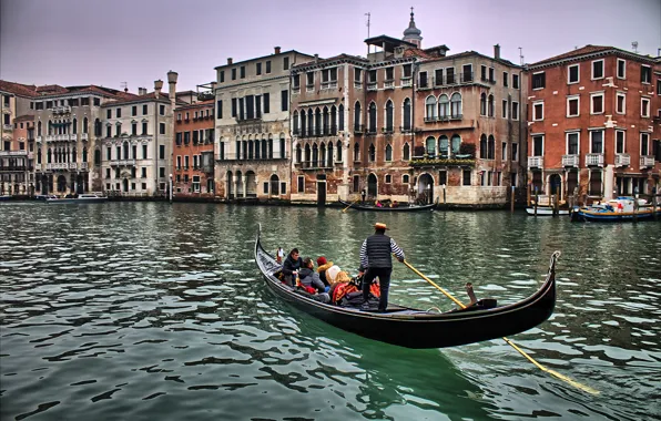 Картинка Италия, Венеция, Гондола, Здания, Italy, Venice, Italia, Venezia