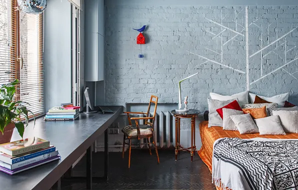 Интерьер, спальня, жилая комната, Lenin Apartment, by Sergey Krasyuk