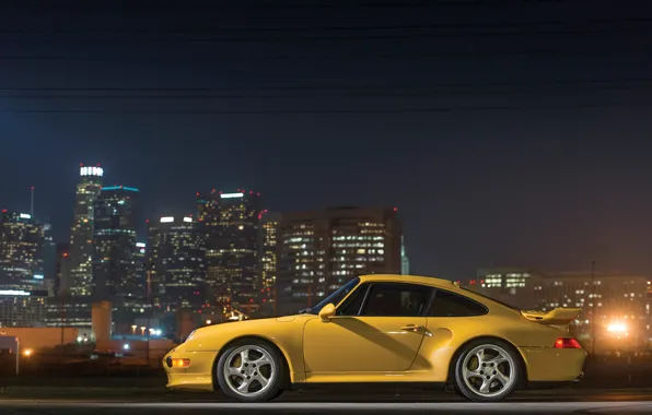 Картинка car, city, lights, 911, Porsche, legend, Porsche 911 Turbo S, side view