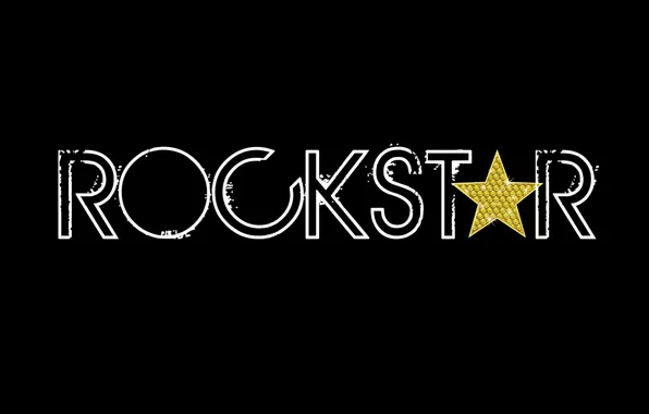 Буквы, золото, надпись, звезда, черная, рок, Rockstar, звезда_рока