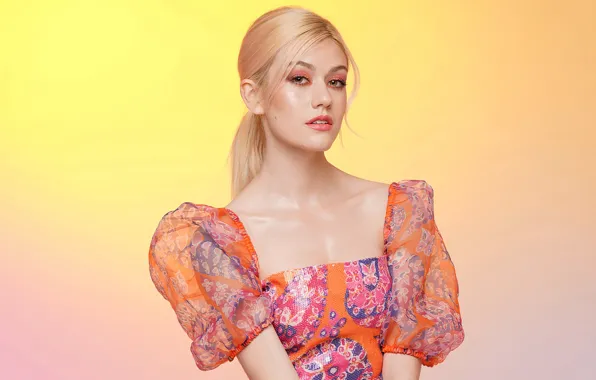Взгляд, девушка, лицо, макияж, актриса, блондинка, красивая, Katherine Mcnamara