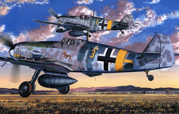 Германия, Messerschmitt, Люфтваффе, Боевой самолет, Bf-109G, Bf.109G-4