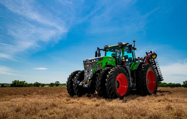 Поле, небо, трактор, колёса, Fendt, 942, Vario