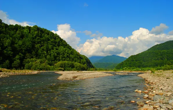 Картинка горы, река, Россия