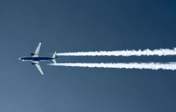 Картинка небо, самолет, дымовой след