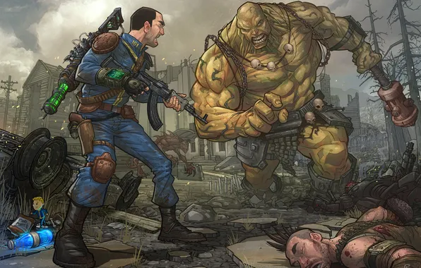 Картинка оружие, Fallout 3, 101, Patrick Brown, PatrickBrown, Super Mutant Behemoth