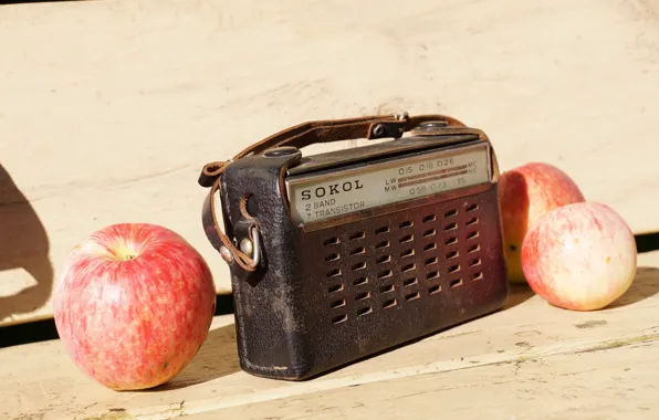 Картинка фон, яблоки, радио