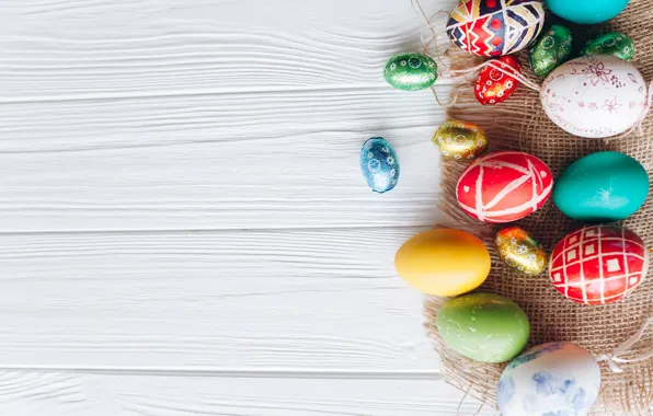 Яйца, весна, colorful, Пасха, wood, spring, Easter, eggs