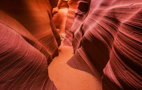 Скалы, текстура, США, штат Аризона, каньон Антилопы