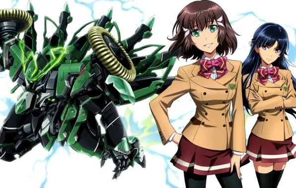 Форма, школьницы, подруги, боевой робот, kakumeiki valvrave, saki rukino, shouko sashinami