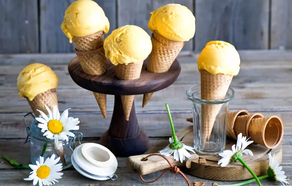 Мороженое, рожки, Mango ice cream
