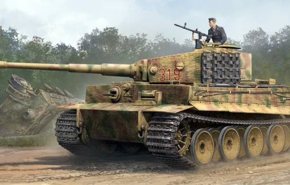 Картинка Тигр, времён Второй мировой войны, Panzerkampfwagen VI, немецкий тяжёлый танк