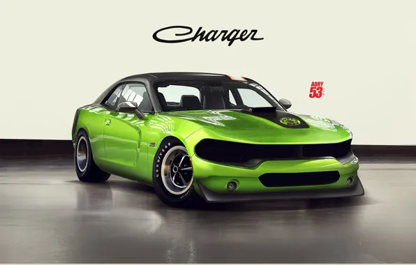 Авто, Зеленый, Машина, Стиль, Dodge, Car, Charger, Dodge Charger