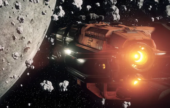 Полет, звездолет, Star Citizen, Caterpillar