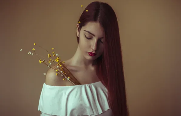 Картинка девушка, лицо, фон, волосы