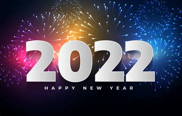 Фон, салют, colorful, цифры, Новый год, new year, happy, fireworks