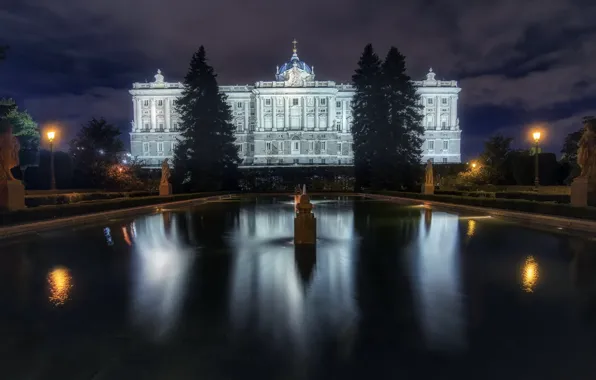 Картинка ночь, город, Madrid, Palacio Real