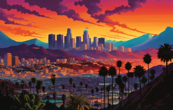 City, colors, skyscrapers