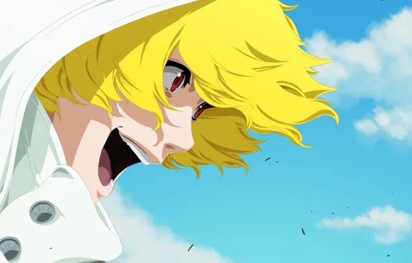 Улыбка, ветер, смех, капюшон, парень, Bleach, Блич, блондин