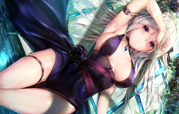 Картинка girl, sexy, cleavage, long hair, dress, boobs, anime, beautiful