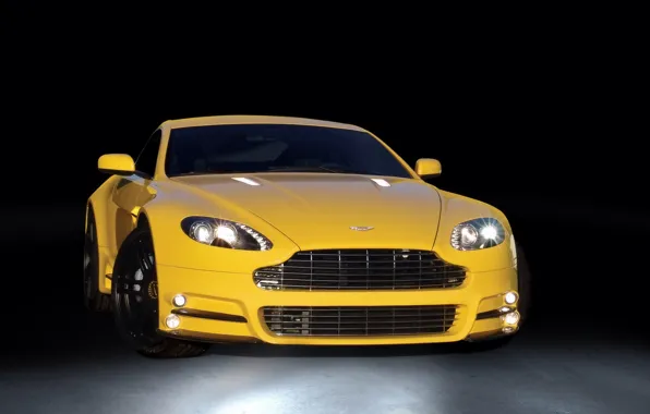 Aston martin, mansory, yellow, v8 vantage