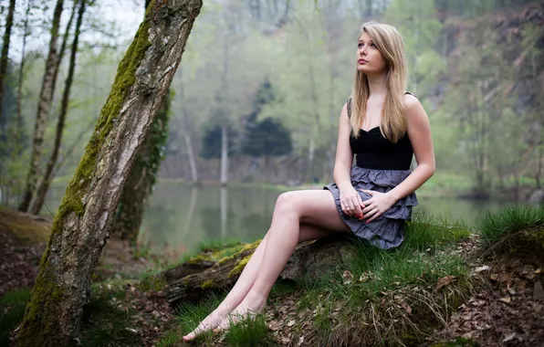 Девушка, озеро, красота