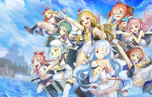 Девушки, аниме, Группа, Azur Lane