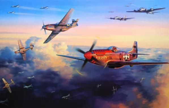 Картинка aircraft, war, art, airplanes, painting, aviation, drawing, ww2