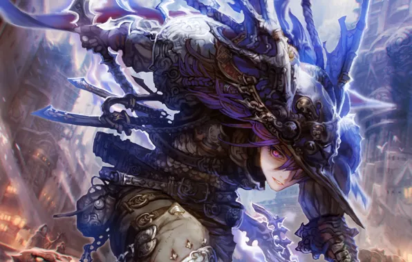 Девушка, доспехи, арт, fantasy, art