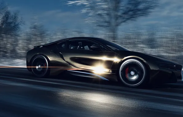 HDR, BMW, Winter, Speed, Street, Game, Trees, Sunlight