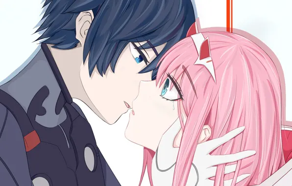 Девушка, любовь, поцелуй, парень, слёзы, 002, Darling In The Frankxx, Милый во Франксе