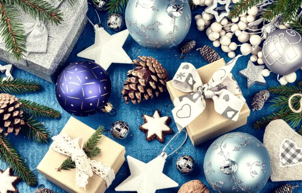 Картинка украшения, Новый Год, Рождество, подарки, silver, happy, Christmas, wood