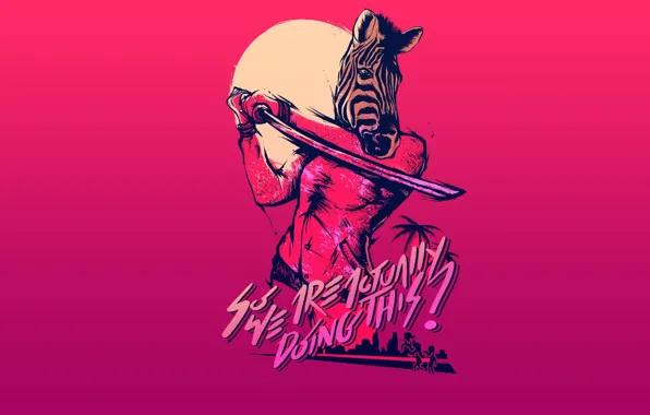 Игра, Фон, Зебра, Miami, Персонаж, Hotline Miami, Synthpop, Darkwave