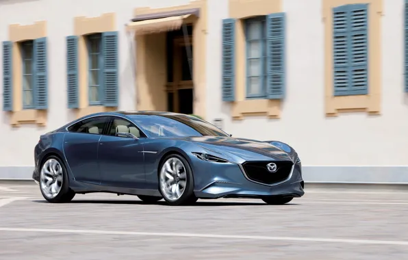 Авто, синий, автомобиль, mazda-shinari concept