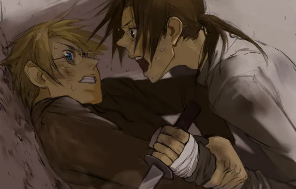 Кинжал, ненависть, крик, поединок, ссадины, Хеталия и страны Оси, Hetalia: Axis Powers, один на один