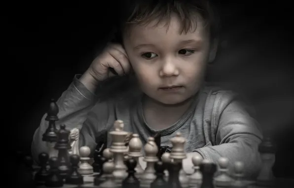 Картинка мальчик, шахматы, фигуры