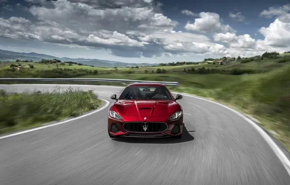 Car, Maserati, red, speed, fast, vegetation, Maserati Granturismo