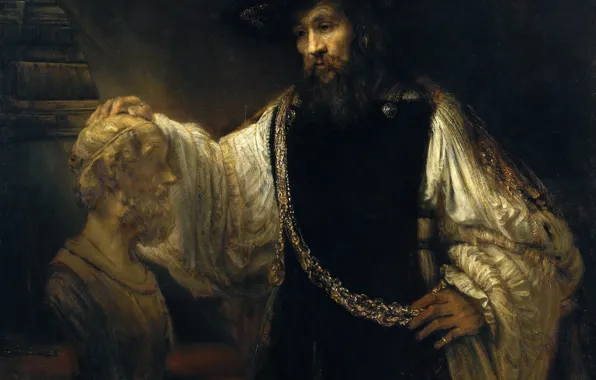 Портрет, картина, Рембрандт ван Рейн, Аристотель с Бюстом Гомера