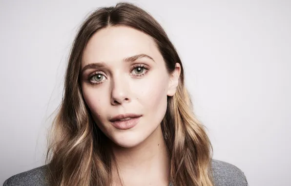 Взгляд, поза, портрет, актриса, hair, Elizabeth Olsen, Элизабет Олсен